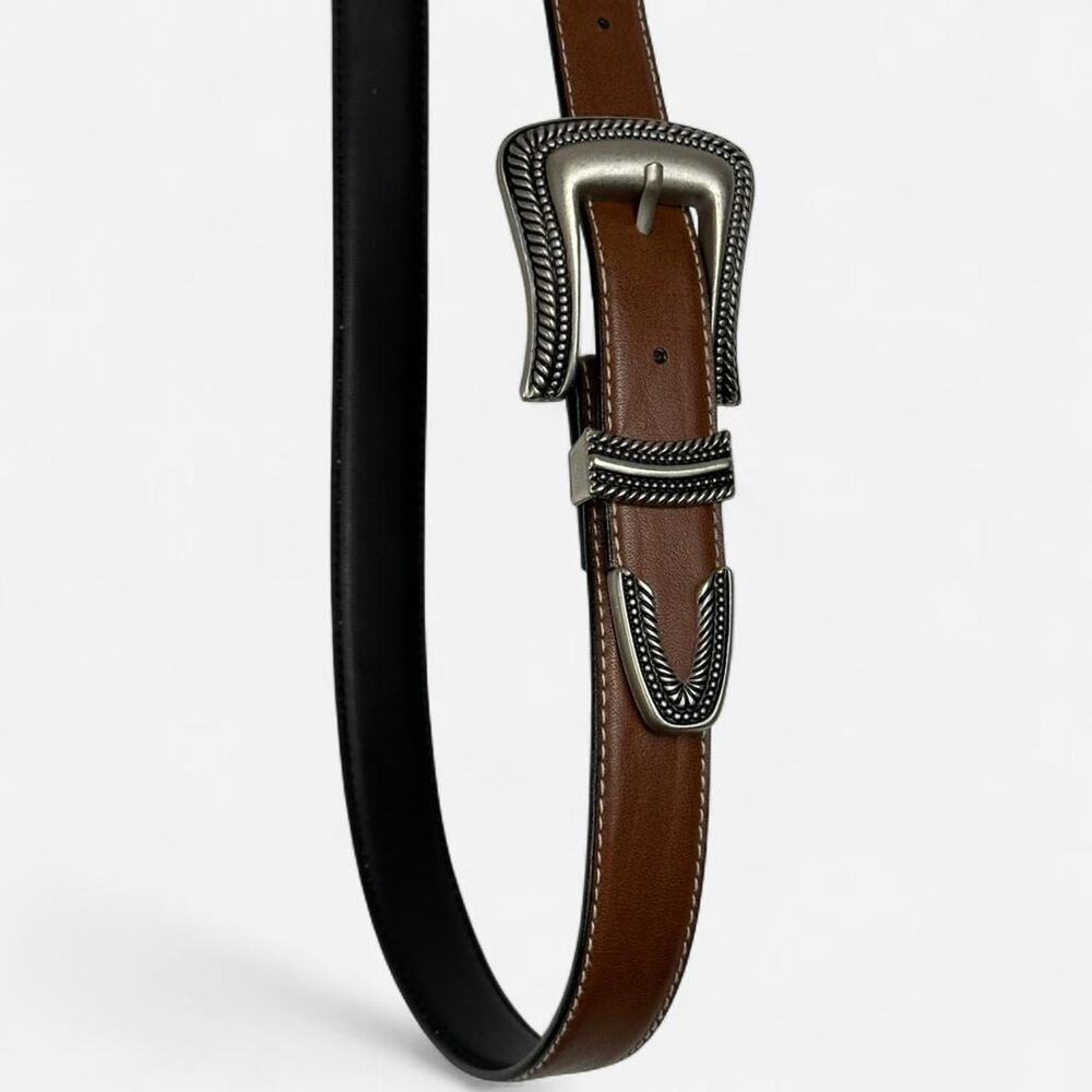 Western style brown faux leather belt